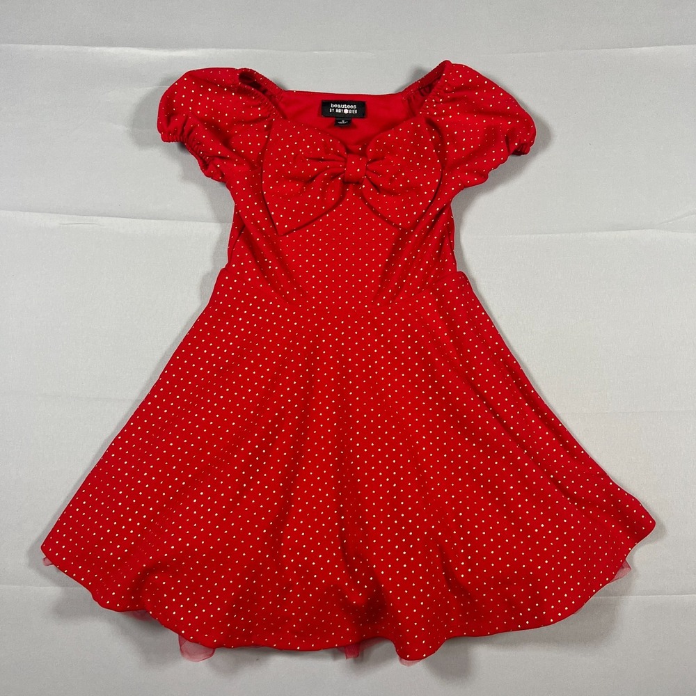 Beautees By Amy Byer Fit & Flare Dress Girls 5 Red Polka Dot Bow Detail Festival